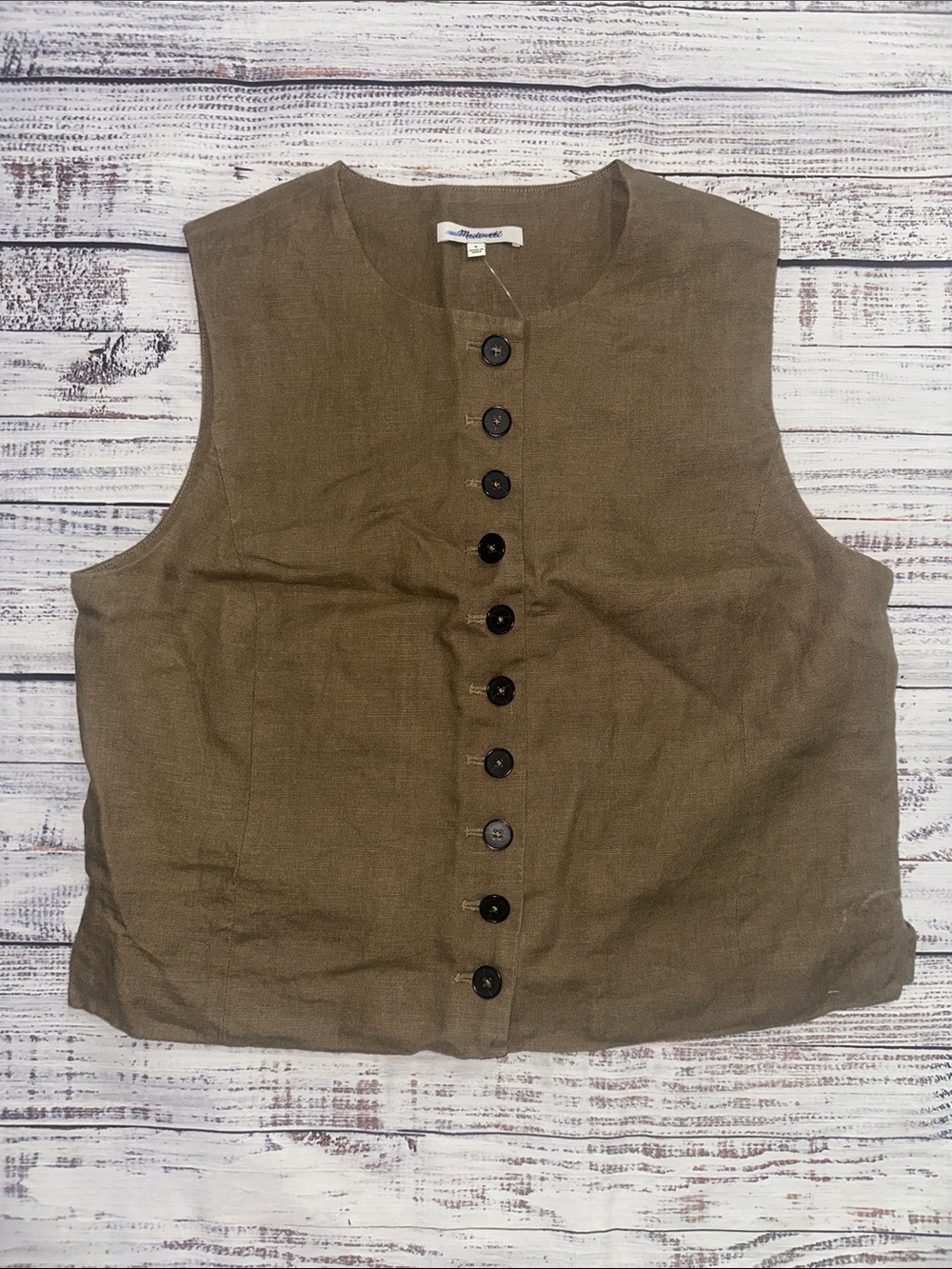 Madewell Button-Front Shell Top in 100%
Linen Sz. 6 - Picture 4 of 7